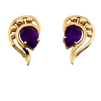 9ct Gold Amethyst Drop Earrings